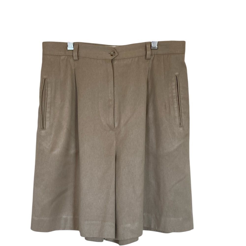Vintage 80"s Haley Womens High Rise Pleated Shorts‎ 12 Khaki 7" Inseam Dressy